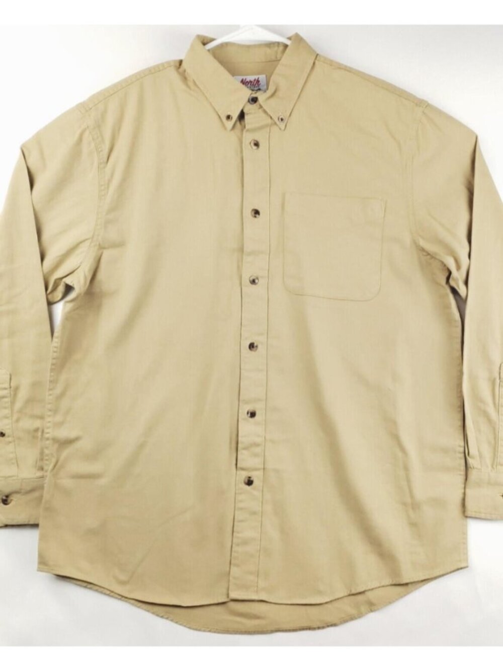 North Country Outdoors Shirt Mens Large Beige Cotton Button-Down